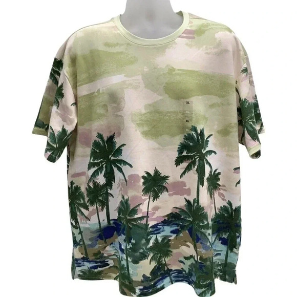INC International  Concepts Lime Twist Tropical Print Mens Shirt New With Tags - Picture 1 of 5